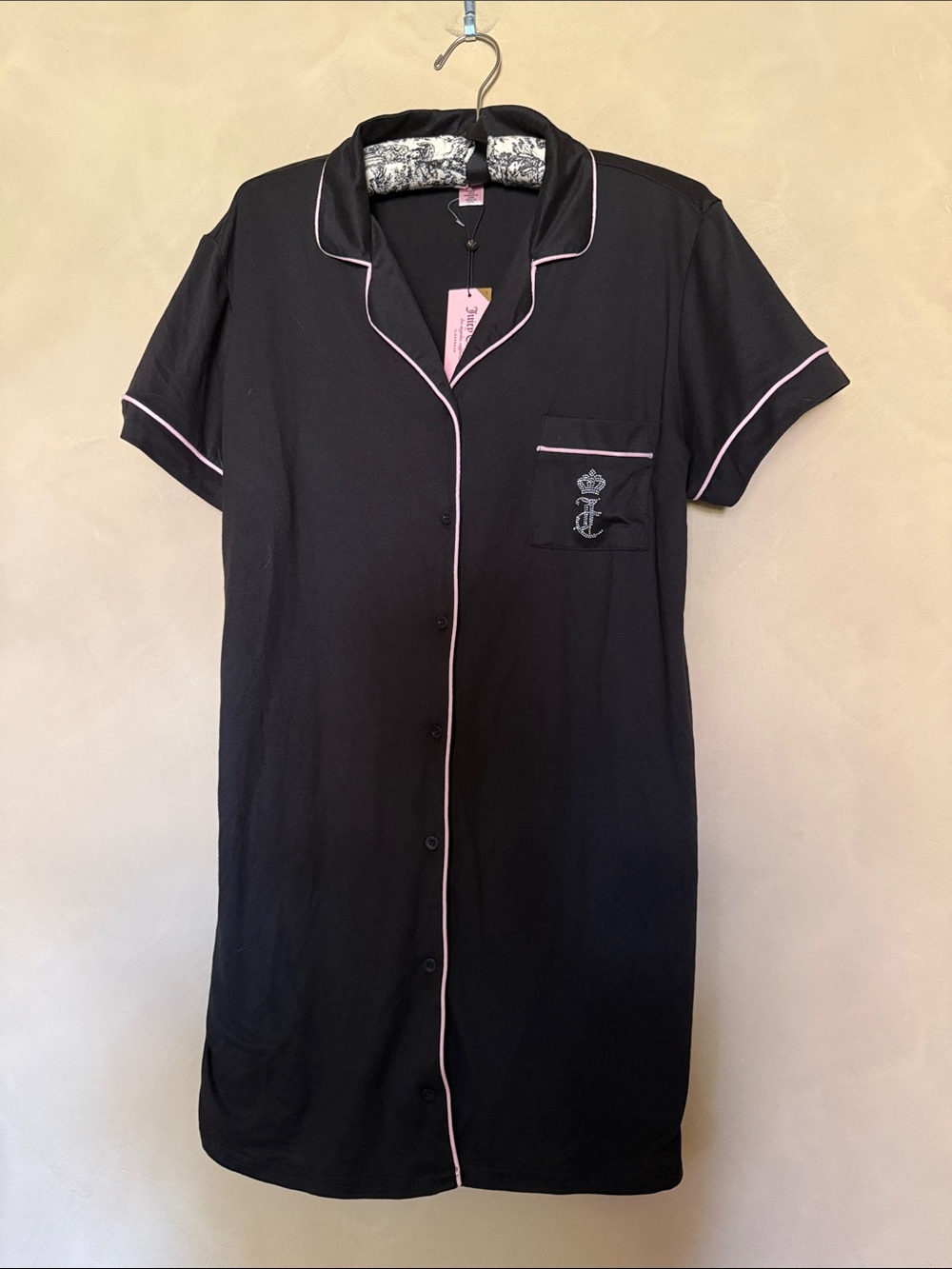 NWT { Juicy Couture } Black Sleepshirt Bling Logo size L